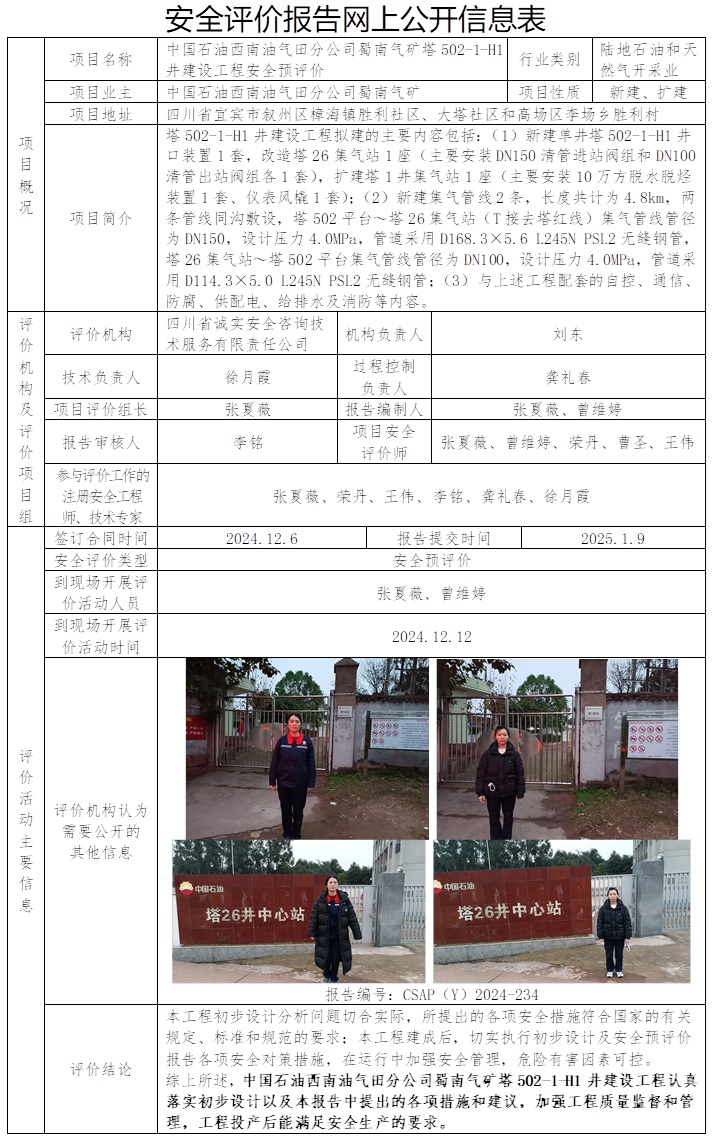 CSAP（Y）2024-234 中國石油西南油氣田分公司蜀南氣礦塔502-1-H1井建設工程安全預評價.jpg