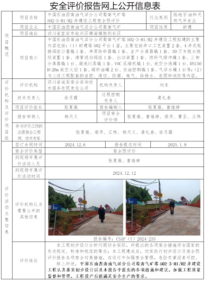 CSAP（Y）2024-235 中國石油西南油氣田分公司蜀南氣礦塔502-3-H1H2井建設工程安全預評價.jpg