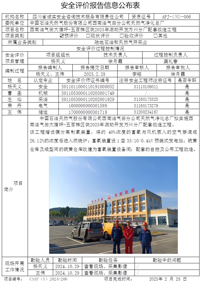 CSAP（Y）2024-200 中國石油天然氣股份有限公司西南油氣田分公司天然氣凈化總廠西南油氣田大貓坪-五百梯區塊2025年滾動開發萬州分廠配套改造工程安全預評價報告（重慶格式）.jpg