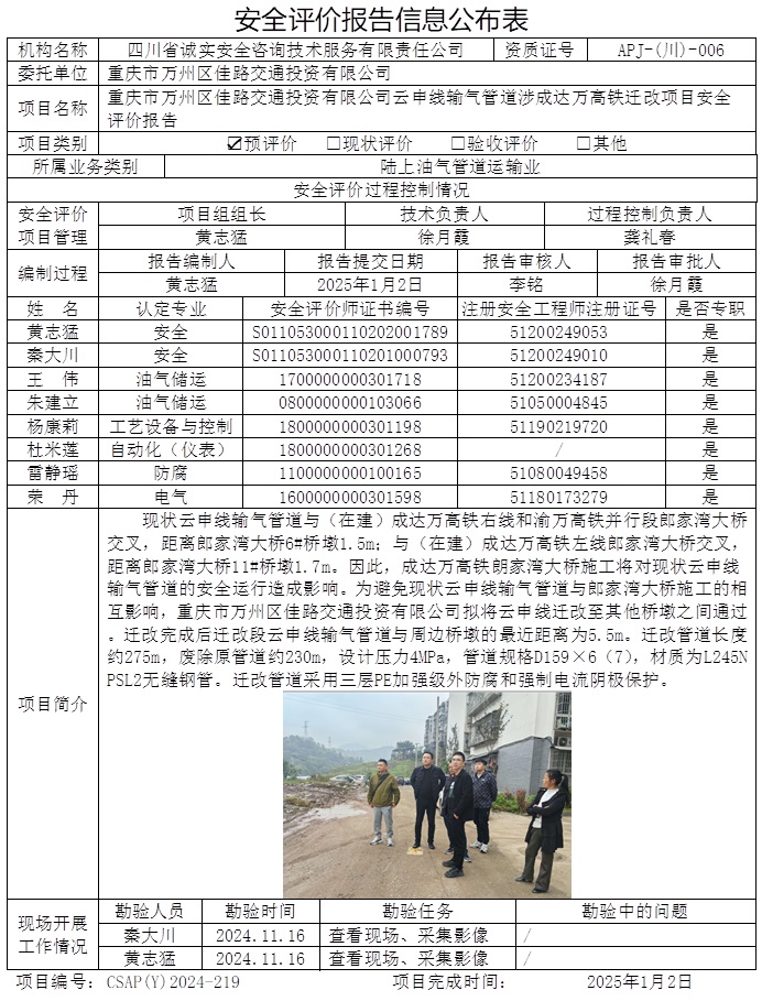 CSAP（Y）2024-219 重慶市萬州區佳路交通投資有限公司云申線輸氣管道涉成達萬高鐵遷改項目安全評價報告安全評價.jpg