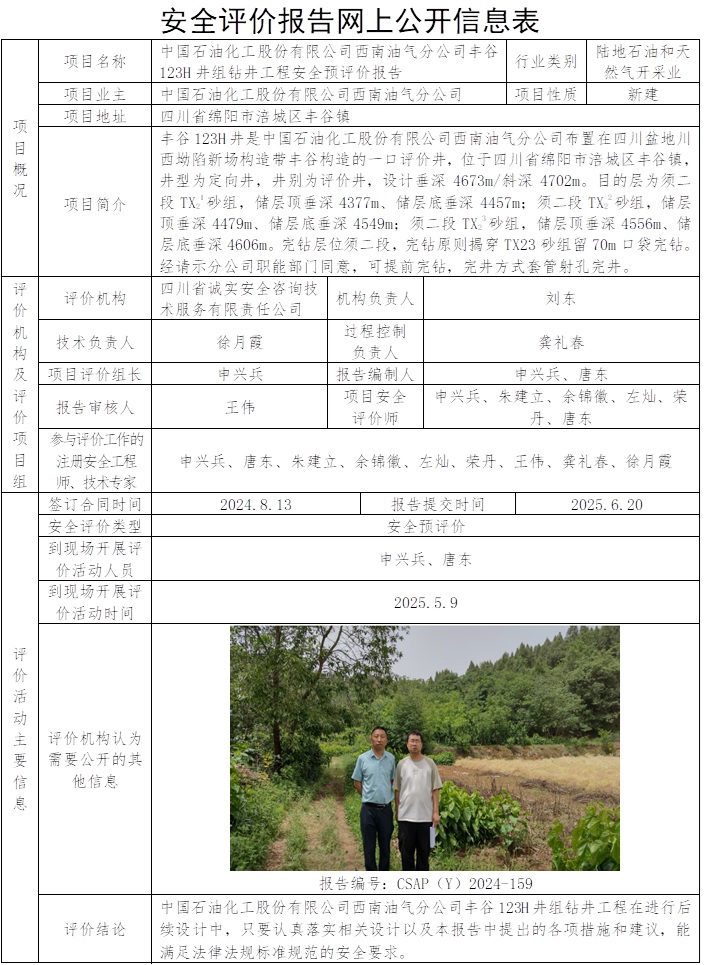 CSAP（Y）2024-159-中國石油化工股份有限公司西南油氣分公司豐谷123H井組鉆井工程安全預評價報告.jpg
